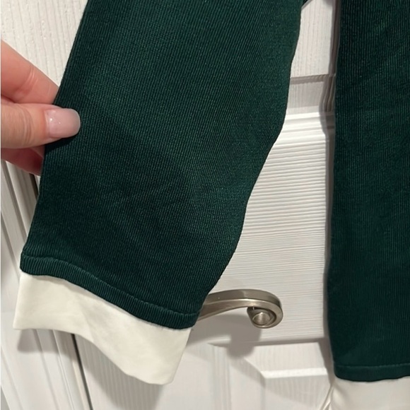 Susan Graver QVC green rayon nylon sweater with feather weave combo 1X - Picture 5 of 7
